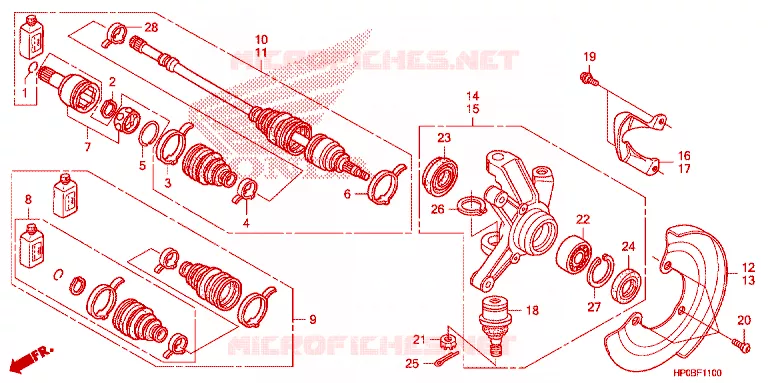 ARBRE DE ROUE  Honda ATV 500 FOURTRAX 2011  TRX500FPMB