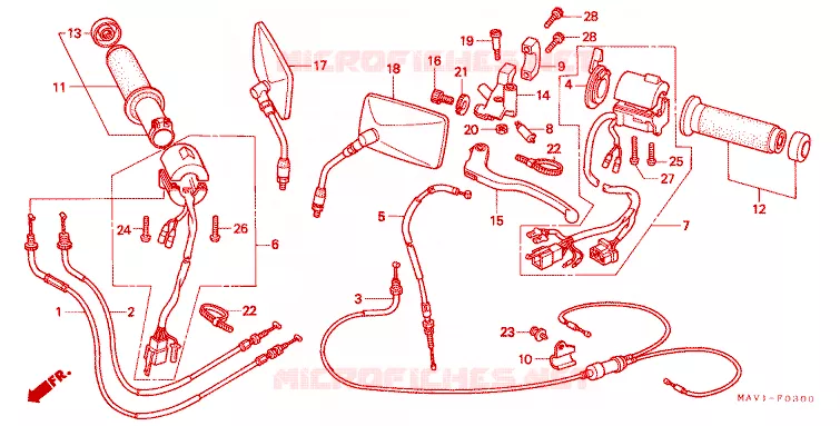 LEVIER DE GUIDON - CABLE - COMMODO Honda MOTO 400 ROADSTAR 1998  VRX400T