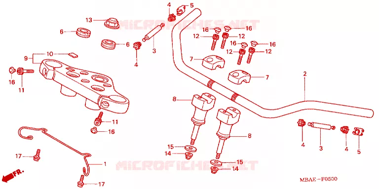 GUIDON - TE DE FOURCHE Honda MOTO 750 SHADOW 2003  VT750CDB3