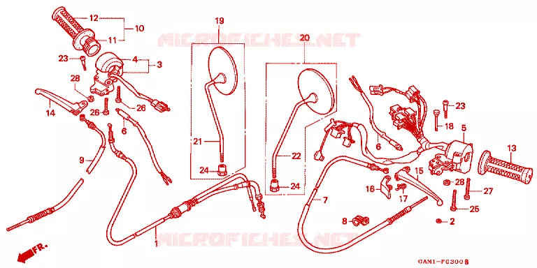 LEVIER DE GUIDON - CABLE - COMMODO Honda SCOOTER 50 GIORNO 1995  SN50S