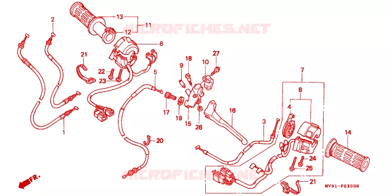 LEVIER DE GUIDON - CABLE - COMMODO Honda MOTO 600 CBR 1996  CBR600FS_II