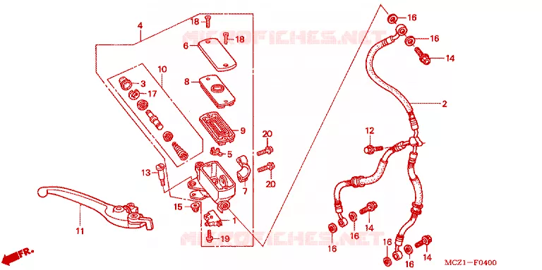 MAITRE CYLINDRE DE FREIN AVANT Honda MOTO 900 HORNET 2002  CB900F1