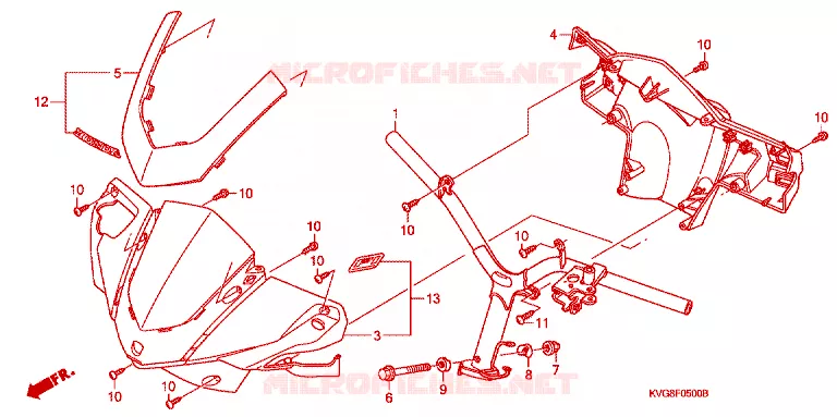 GUIDON - CARENAGE Honda SCOOTER 110 WAVE 2008  ANC110ACT8
