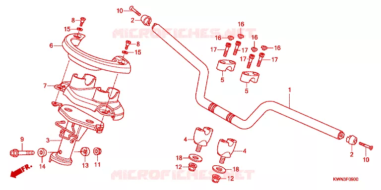 GUIDON - CARENAGE Honda SCOOTER 125 PCX 2012  WW125EX2A