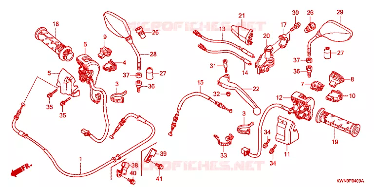 LEVIER DE GUIDON - CABLE - COMMODO Honda SCOOTER 125 PCX 2013  WW125EX2A
