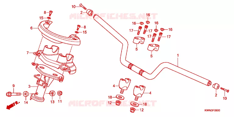 GUIDON - CARENAGE Honda SCOOTER 125 PCX 2010  WW125EX2A
