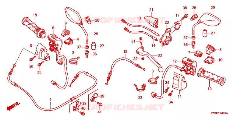 LEVIER DE GUIDON - CABLE - COMMODO Honda SCOOTER 125 PCX 2011  WW125EX2A