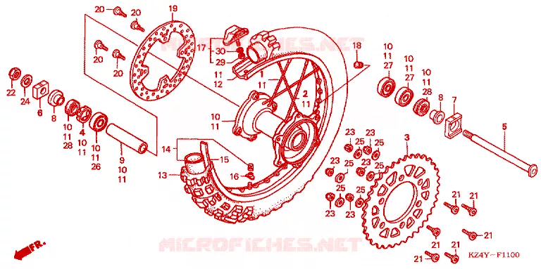 ROUE ARRIERE Honda MOTO 125 CR 2000  CR125RY