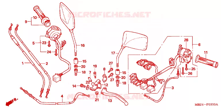 LEVIER DE GUIDON - CABLE - COMMODO Honda MOTO 600 CB 2005  CB600F4_A