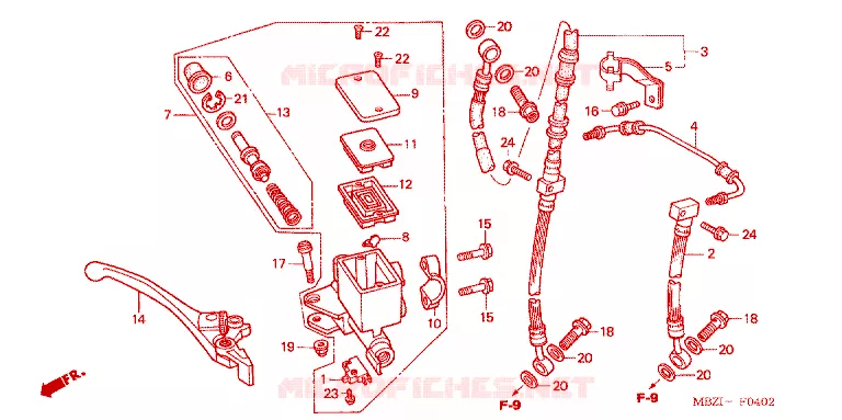 MAITRE CYLINDRE DE FREIN AVANT Honda MOTO 600 HORNET 2004  CB600F4_A