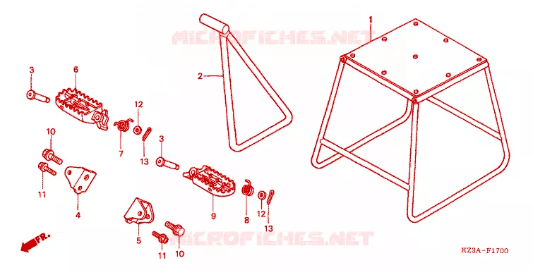 BEQUILLE - REPOSE PIEDS Honda MOTO 125 CR 2005  CR125R5