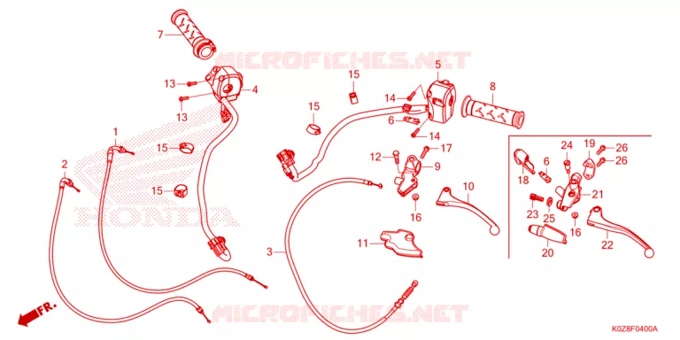LEVIER DE GUIDON - CABLE - COMMODO Honda MOTO 350 CB 2022  CB350RSP