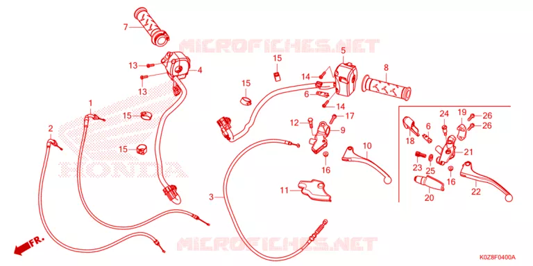 LEVIER DE GUIDON - CABLE - COMMODO Honda MOTO 350 CB 2023  CB350RSP