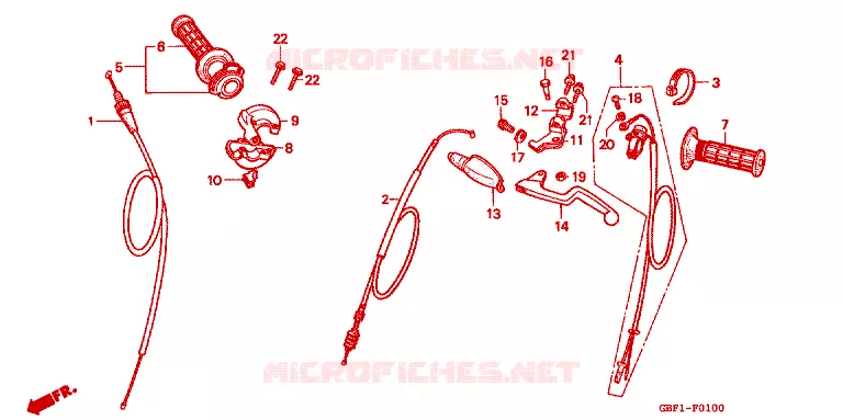 LEVIER DE GUIDON - CABLE - COMMODO Honda MOTO 80 CR 1998  CR80RW