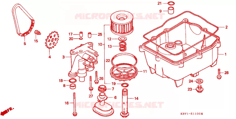 FILTRE A HUILE - CARTER D'HUILE - POMPE A HUILE Honda MOTO 250 VT 1992  VT250FN