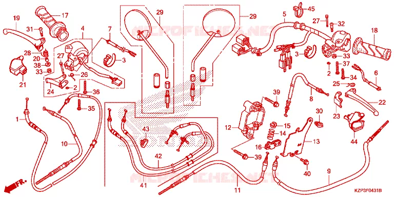 LEVIER DE GUIDON - CABLE - COMMODO Honda MOTO 110 BENLY 2017  MW1101WHG