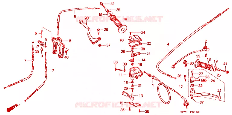 LEVIER DE GUIDON - CABLE - COMMODO Honda ATV 90 FOURTRAX 1995  TRX90S