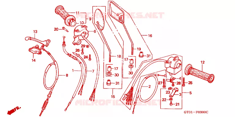 LEVIER DE GUIDON - CABLE - COMMODO Honda MOTO 90 CUB 1997  C90CMV