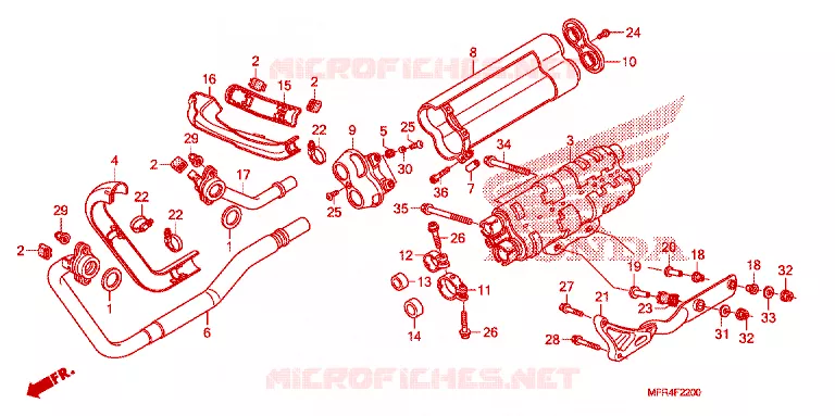 SILENCIEUX D'ECHAPPEMENT Honda MOTO 1300 VT 2012  VT1300CXC_A