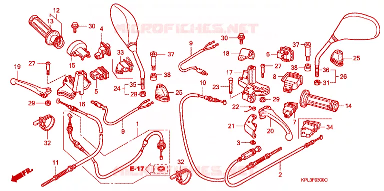 LEVIER DE GUIDON - CABLE - COMMODO Honda SCOOTER 100 ACTIVA 2005  SCV100CM5