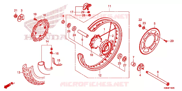ROUE ARRIERE Honda MOTO 250 CRF 2021  CRF250FM
