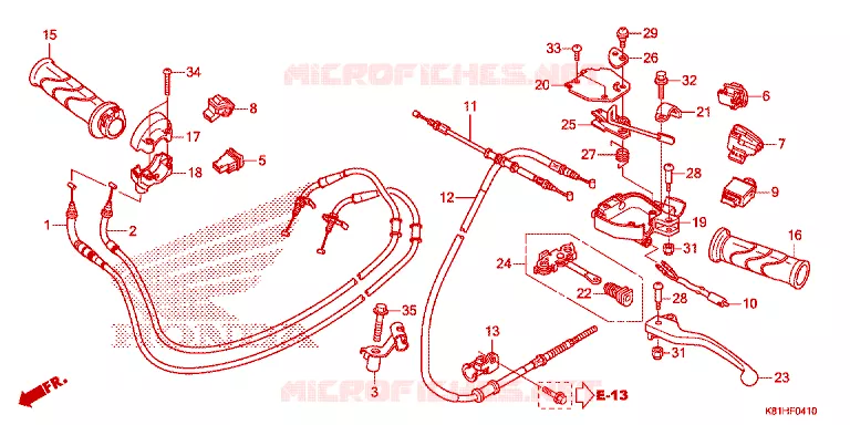 LEVIER DE GUIDON - CABLE - COMMODO Honda SCOOTER 110 BEAT 2018  ACH110CBTJ_PH