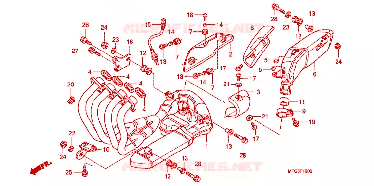 SILENCIEUX D'ECHAPPEMENT Honda MOTO 600 HORNET 2008  CB600F8_BR