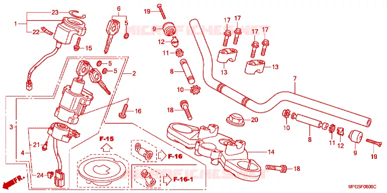 GUIDON - TE DE FOURCHE Honda MOTO 600 HORNET 2009  CB600F9_BR