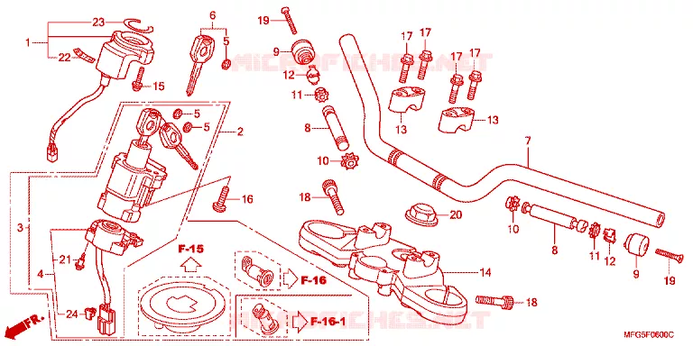 GUIDON - TE DE FOURCHE Honda MOTO 600 HORNET 2011  CB600FB_BR