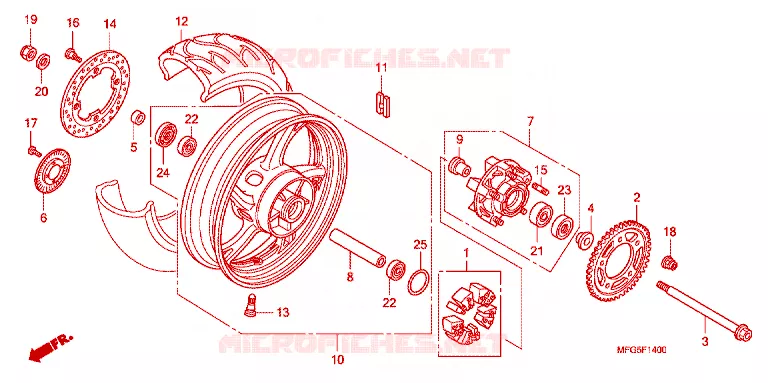 ROUE ARRIERE Honda MOTO 600 HORNET 2012  CB600FC_BR
