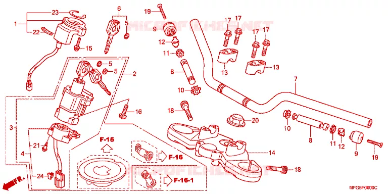 GUIDON - TE DE FOURCHE Honda MOTO 600 HORNET 2013  CB600FD_BR