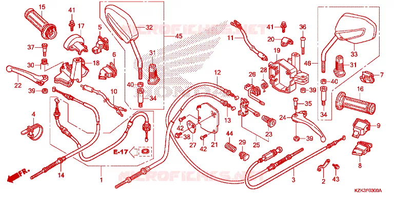 LEVIER DE GUIDON - CABLE - COMMODO Honda SCOOTER 110 DIO 2018  SCV110FH