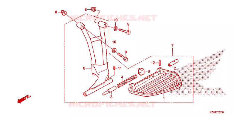 ENSEMBLE MARCHE PIEDS Honda SCOOTER 125 ACTIVA 2014  SCV125E