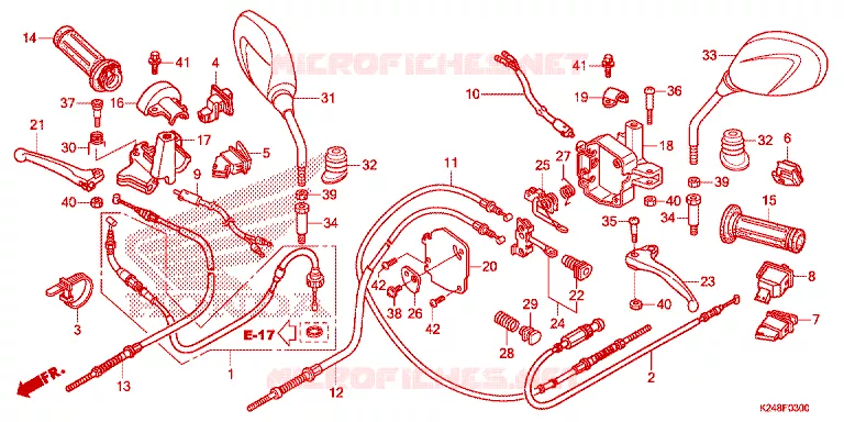 LEVIER DE GUIDON - CABLE - COMMODO Honda SCOOTER 125 ACTIVA 2015  SCV125E