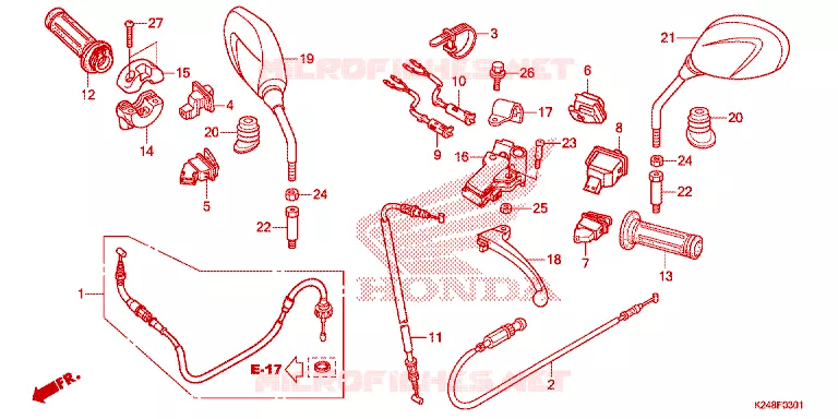 LEVIER DE GUIDON - CABLE - COMMODO Honda SCOOTER 125 ACTIVA 2017  SCV125G