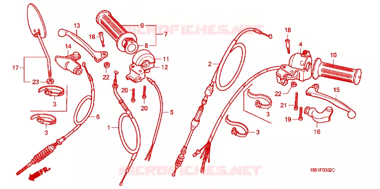 LEVIER DE GUIDON - CABLE - COMMODO Honda MOTO 50 MONKEY 1988  Z50JJ_VII_M