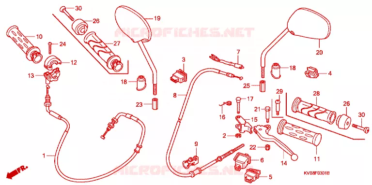 LEVIER DE GUIDON - CABLE - COMMODO Honda SCOOTER 110 CLICK 2006  ANC110BST6