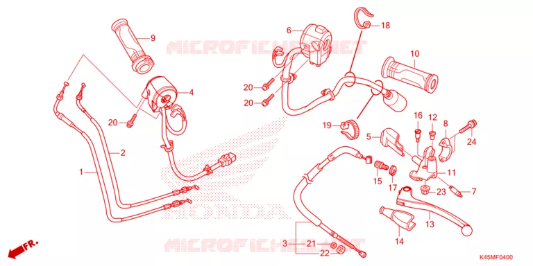 LEVIER DE GUIDON - CABLE - COMMODO Honda MOTO 150 CBR 2023  CBR150RAM