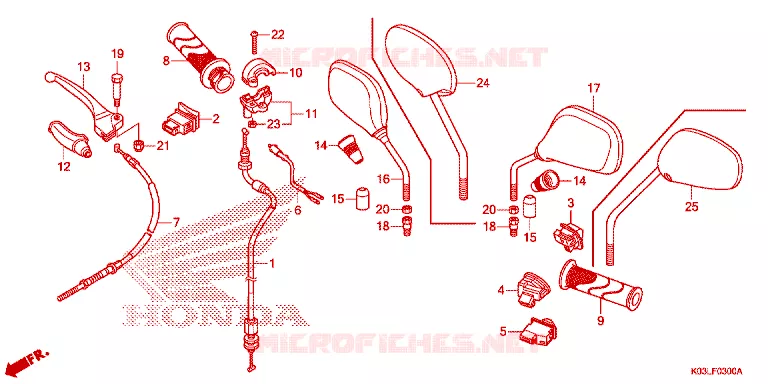 LEVIER DE GUIDON - CABLE - COMMODO Honda MOTO 110 WAVE 2014  AFS110KDFE