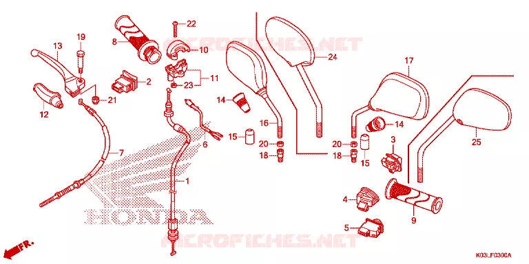 LEVIER DE GUIDON - CABLE - COMMODO Honda MOTO 110 WAVE 2014  AFS110KSFE