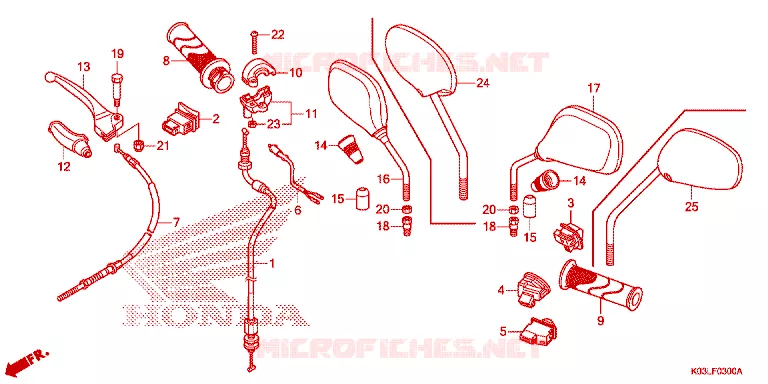 LEVIER DE GUIDON - CABLE - COMMODO Honda MOTO 110 WAVE 2014  AFS110MCFE