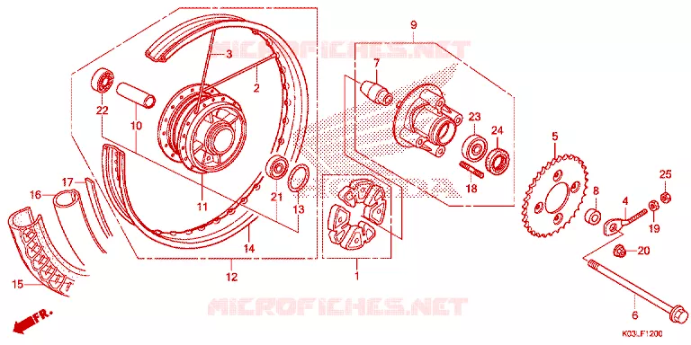 ROUE ARRIERE Honda MOTO 110 WAVE 2014  AFS110MSFE