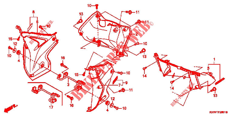 GAINE TUYAUX PRINCIPAUX (AFS110B/C/D/E/F/H) pour Honda WAVE 110 Front brake drum, Kick start, Spoked wheels de 2015