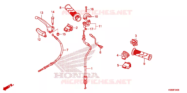 LEVIER DE GUIDON - CABLE - COMMODO Honda MOTO 110 WAVE 2016  AFS110KSFF
