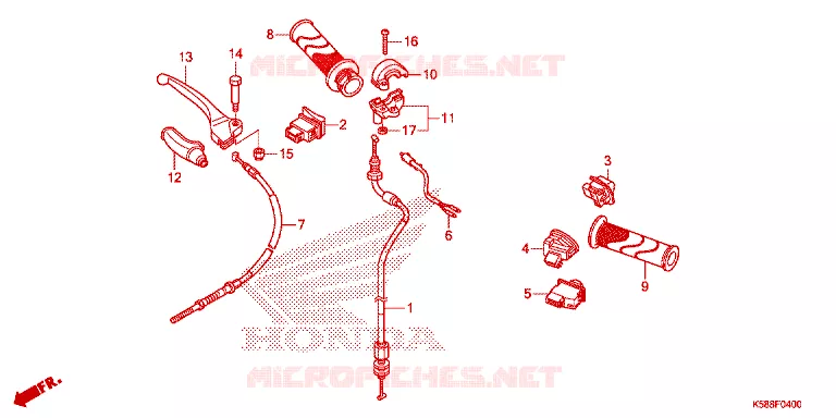 LEVIER DE GUIDON - CABLE - COMMODO Honda MOTO 110 WAVE 2016  AFS110MSFF
