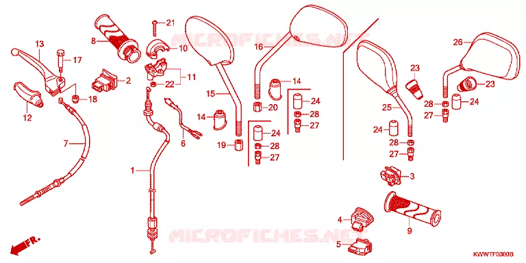 LEVIER DE GUIDON - CABLE - COMMODO Honda MOTO 110 WAVE 2016  AFS110KSFF