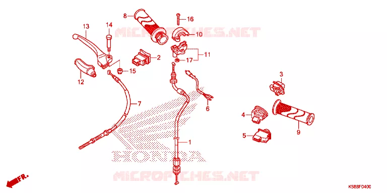LEVIER DE GUIDON - CABLE - COMMODO Honda MOTO 110 WAVE 2016  AFS110MCFF