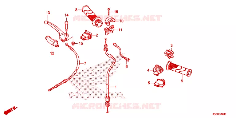LEVIER DE GUIDON - CABLE - COMMODO Honda MOTO 110 WAVE 2018  AFS110KDFJ_2TH