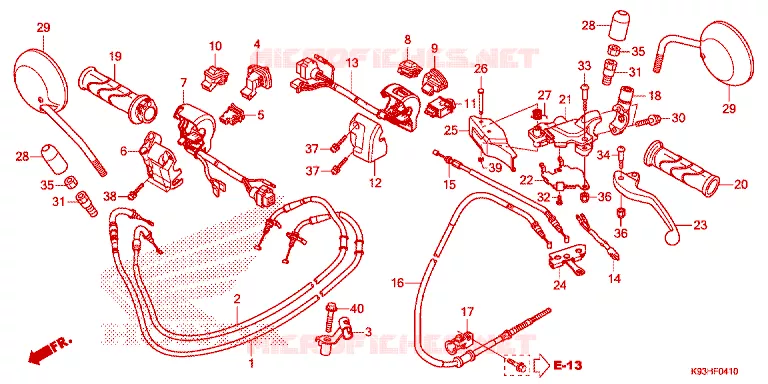 LEVIER DE GUIDON - CABLE - COMMODO Honda SCOOTER 110 SCOOPY 2017  ACF110BTH