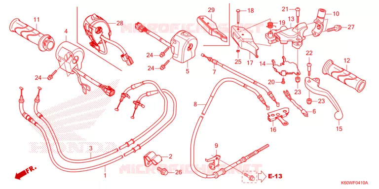 LEVIER DE GUIDON - CABLE - COMMODO Honda SCOOTER 125 CLICK 2021  ACB125CBTM